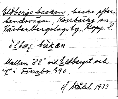 Bild på arkivkortet för arkivposten Eldbergs backen