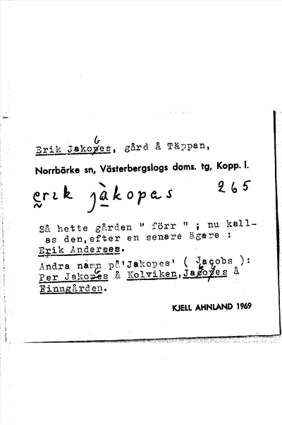Bild på arkivkortet för arkivposten Erik Jakobes