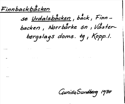 Bild på arkivkortet för arkivposten Finnbackbäcken, se Uvdalsbäcken