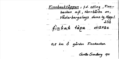 Bild på arkivkortet för arkivposten Finnbacktäppan