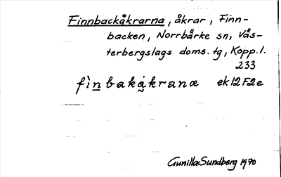 Bild på arkivkortet för arkivposten Finnbackåkrarna