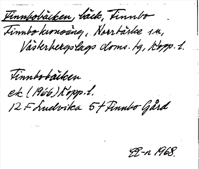 Bild på arkivkortet för arkivposten Finnbobäcken