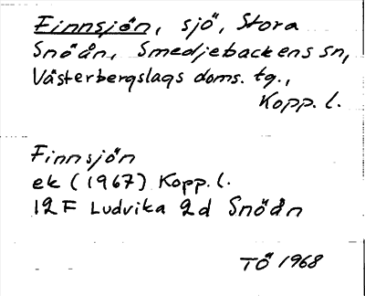 Bild på arkivkortet för arkivposten Finnsjön