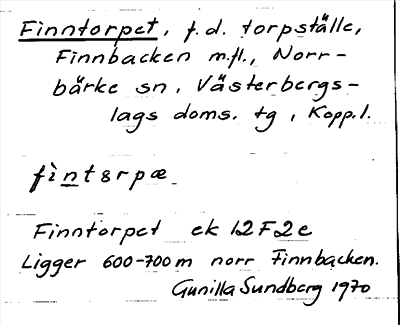 Bild på arkivkortet för arkivposten Finntorpet