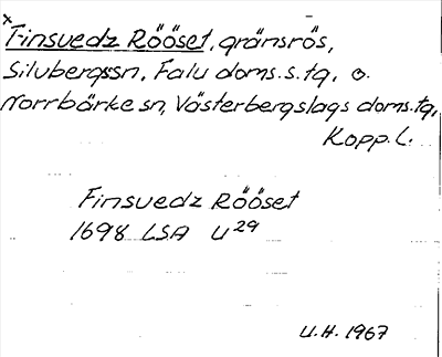 Bild på arkivkortet för arkivposten *Finsvedz Rööset