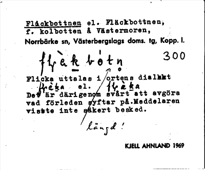 Bild på arkivkortet för arkivposten Flickbottnen el. Fläckbottnen