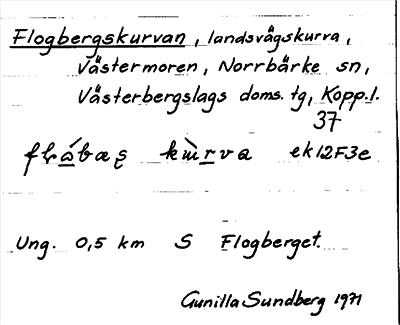 Bild på arkivkortet för arkivposten Flogbergskurvan