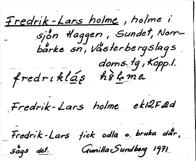 Bild på arkivkortet för arkivposten Fredrik-Lars holme