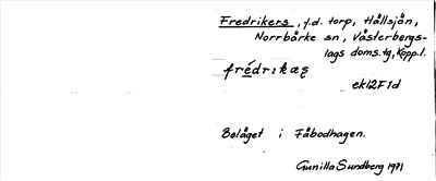 Bild på arkivkortet för arkivposten Fredrikers