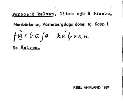 Bild på arkivkortet för arkivposten Furbosjö kalven, se Kalven