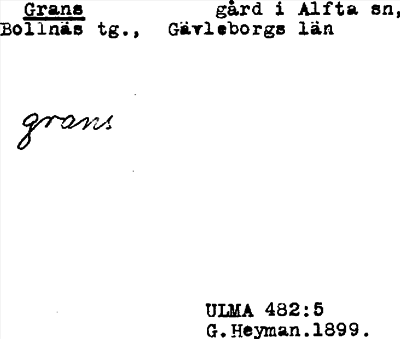 Bild på arkivkortet för arkivposten Grans