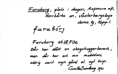 Bild på arkivkortet för arkivposten Furuborg