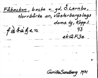 Bild på arkivkortet för arkivposten Fäbacken
