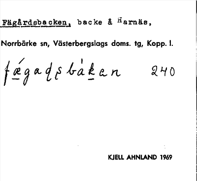 Bild på arkivkortet för arkivposten Fägårdsbacken