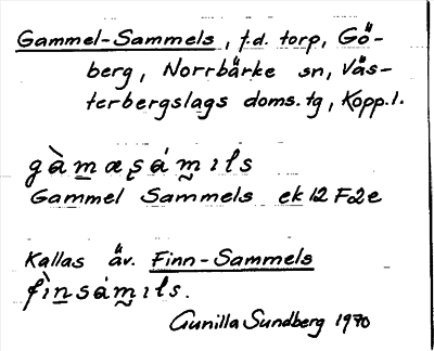 Bild på arkivkortet för arkivposten Gammel-Sammels