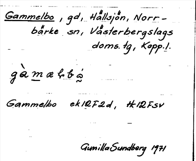 Bild på arkivkortet för arkivposten Gammelbo