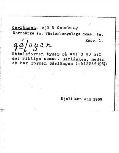 Bild på arkivkortet för arkivposten Garlången