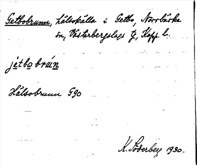 Bild på arkivkortet för arkivposten Getbobrunn