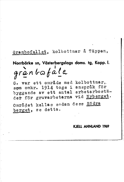 Bild på arkivkortet för arkivposten Granbofallet