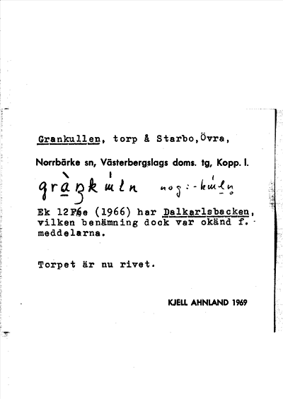 Bild på arkivkortet för arkivposten Grankullen