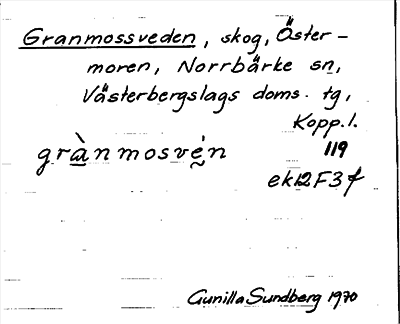 Bild på arkivkortet för arkivposten Granmossveden