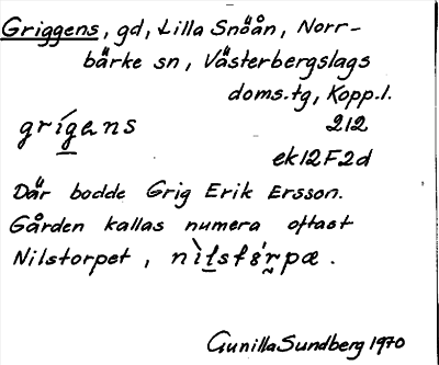 Bild på arkivkortet för arkivposten Griggens