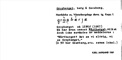 Bild på arkivkortet för arkivposten Gropberget