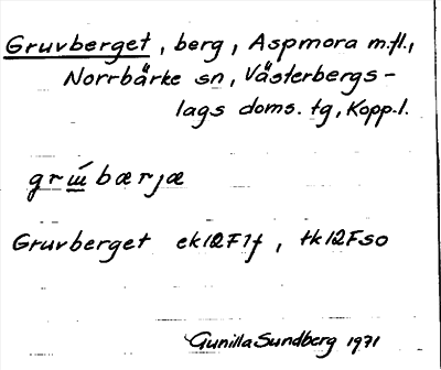 Bild på arkivkortet för arkivposten Gruvberget