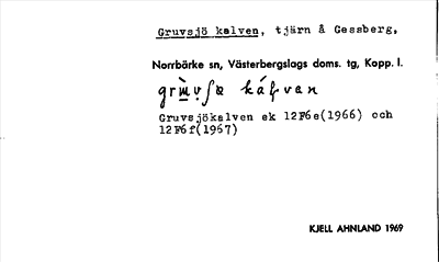 Bild på arkivkortet för arkivposten Gruvsjö kalven