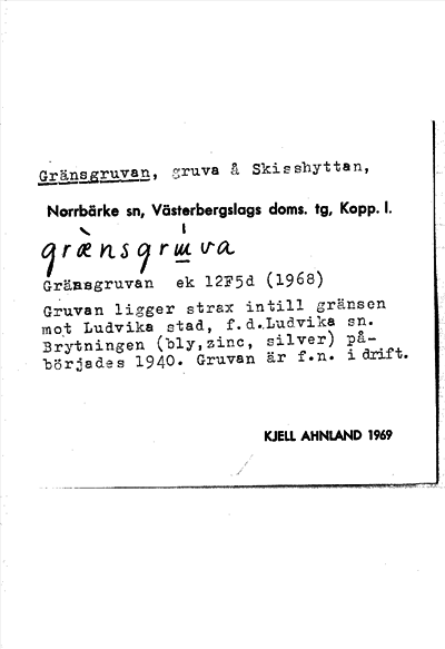 Bild på arkivkortet för arkivposten Gränsgruvan