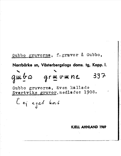 Bild på arkivkortet för arkivposten Gubbo gruvorna