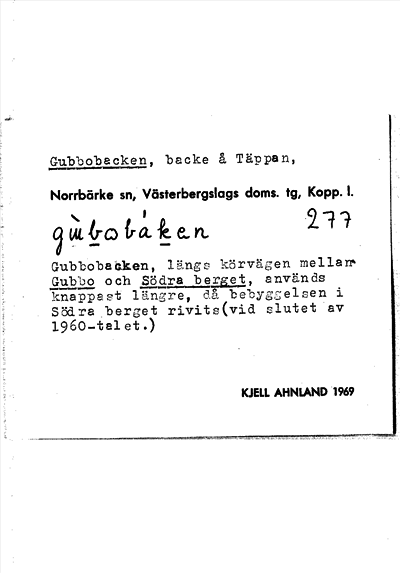 Bild på arkivkortet för arkivposten Gubbobacken