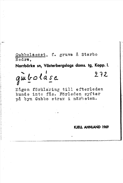 Bild på arkivkortet för arkivposten Gubbolasset