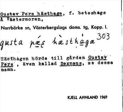 Bild på arkivkortet för arkivposten Gustav Pers hästhage