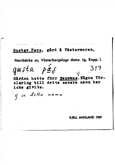 Bild på arkivkortet för arkivposten Gustav Pers