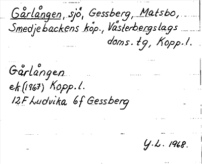 Bild på arkivkortet för arkivposten Gårlången