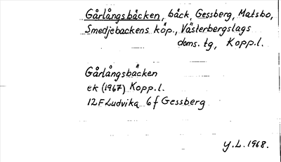 Bild på arkivkortet för arkivposten Gårlångsbäcken