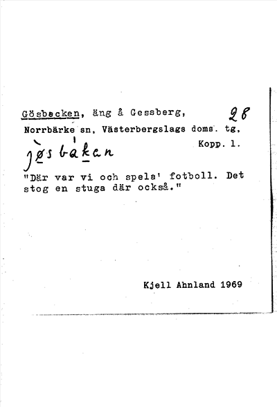 Bild på arkivkortet för arkivposten Gösbacken
