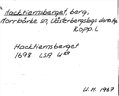 Bild på arkivkortet för arkivposten *Hacktiernsberget