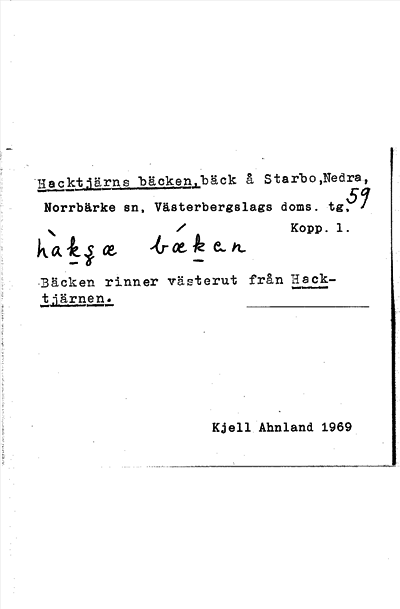Bild på arkivkortet för arkivposten Hacktjärnsbäcken