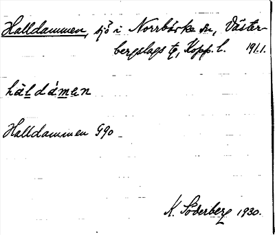 Bild på arkivkortet för arkivposten Halldammen