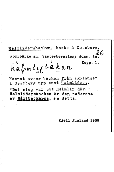 Bild på arkivkortet för arkivposten Halmlidersbacken