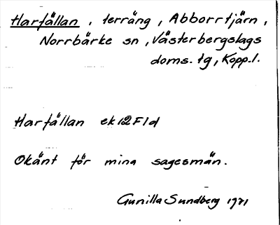 Bild på arkivkortet för arkivposten Harfällan