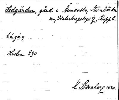 Bild på arkivkortet för arkivposten Hedgården