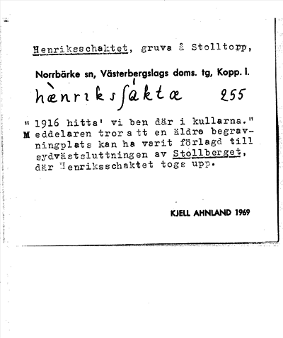 Bild på arkivkortet för arkivposten Henriksschaktet