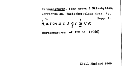 Bild på arkivkortet för arkivposten Hermansgruvan