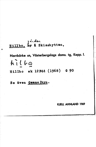Bild på arkivkortet för arkivposten Hillbo