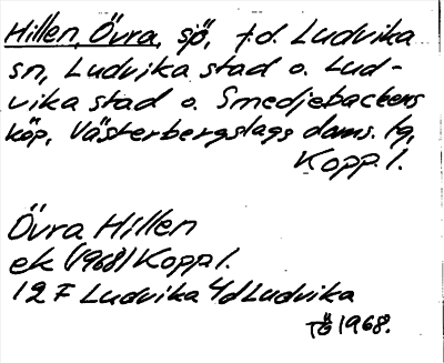 Bild på arkivkortet för arkivposten Hillen, Övra