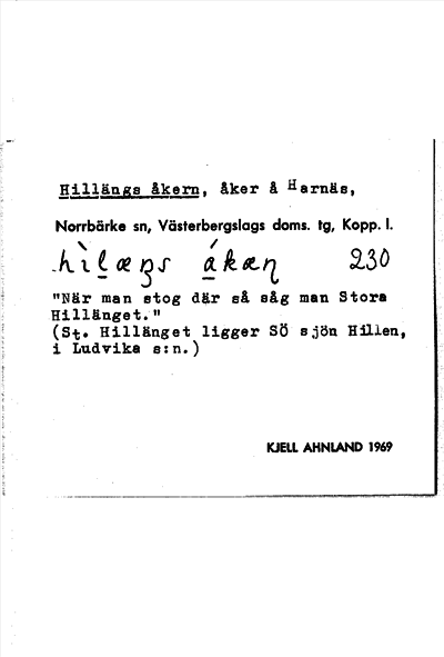 Bild på arkivkortet för arkivposten Hillängs åkern
