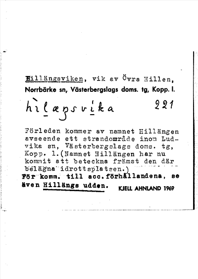 Bild på arkivkortet för arkivposten Hillängsviken